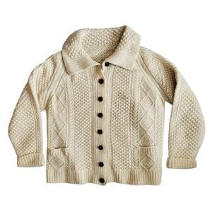 Cream Vintage Heavy Knit Cardigan - Womens Large